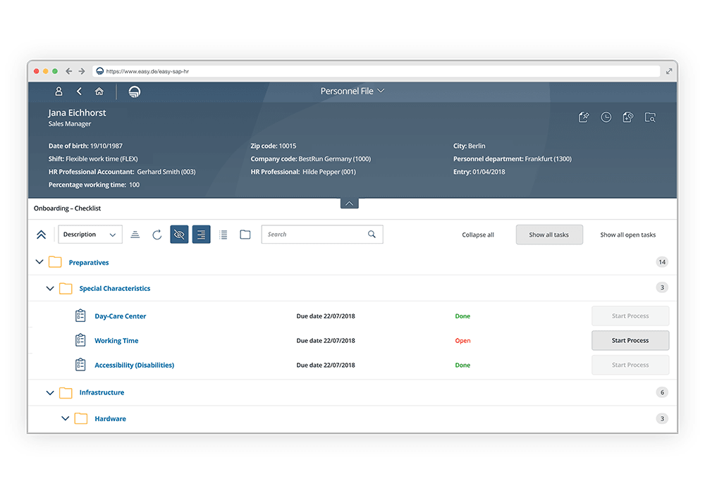 The onboarding process with the digital personnel file in SAP