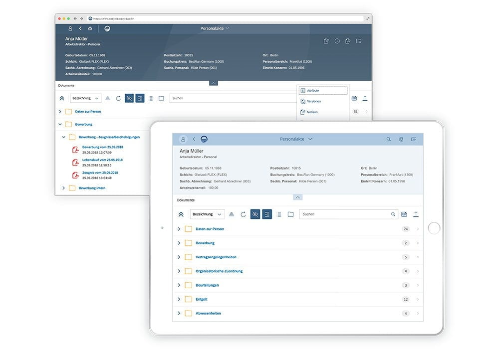Mobile und per Desktop - einfach zu nutzen: die digitale Personalakte von SAP