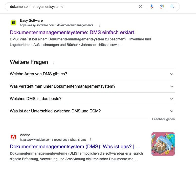 Metainformationen in Search Engine Result Pages.