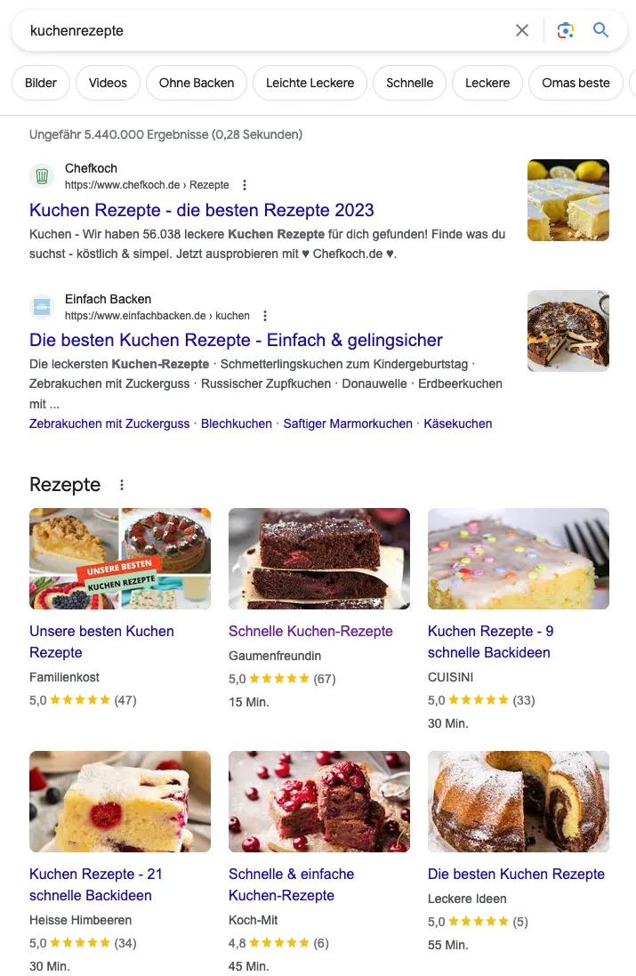 Metadaten in den SERPs – gut für den Nutzer.